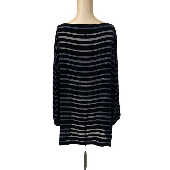 Eileen Fisher Velvet Burnout Stripe Longline Tunic - Picture 6 of 7